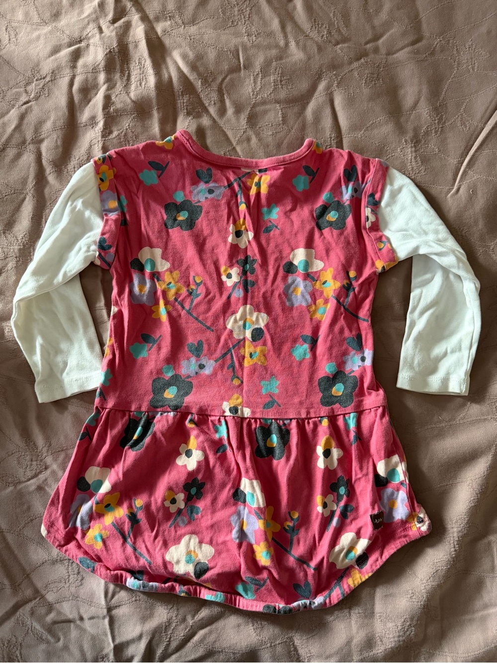 Tea Collection Pink Floral Long-Sleeve Tunic with White Sleeves - Picture 3 of 5